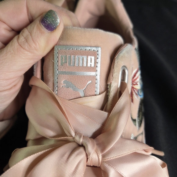 Puma Basket Heart Hyper Pink Lace Shoes Embroidered 36611602 Womens Size 9.5 - Picture 11 of 12